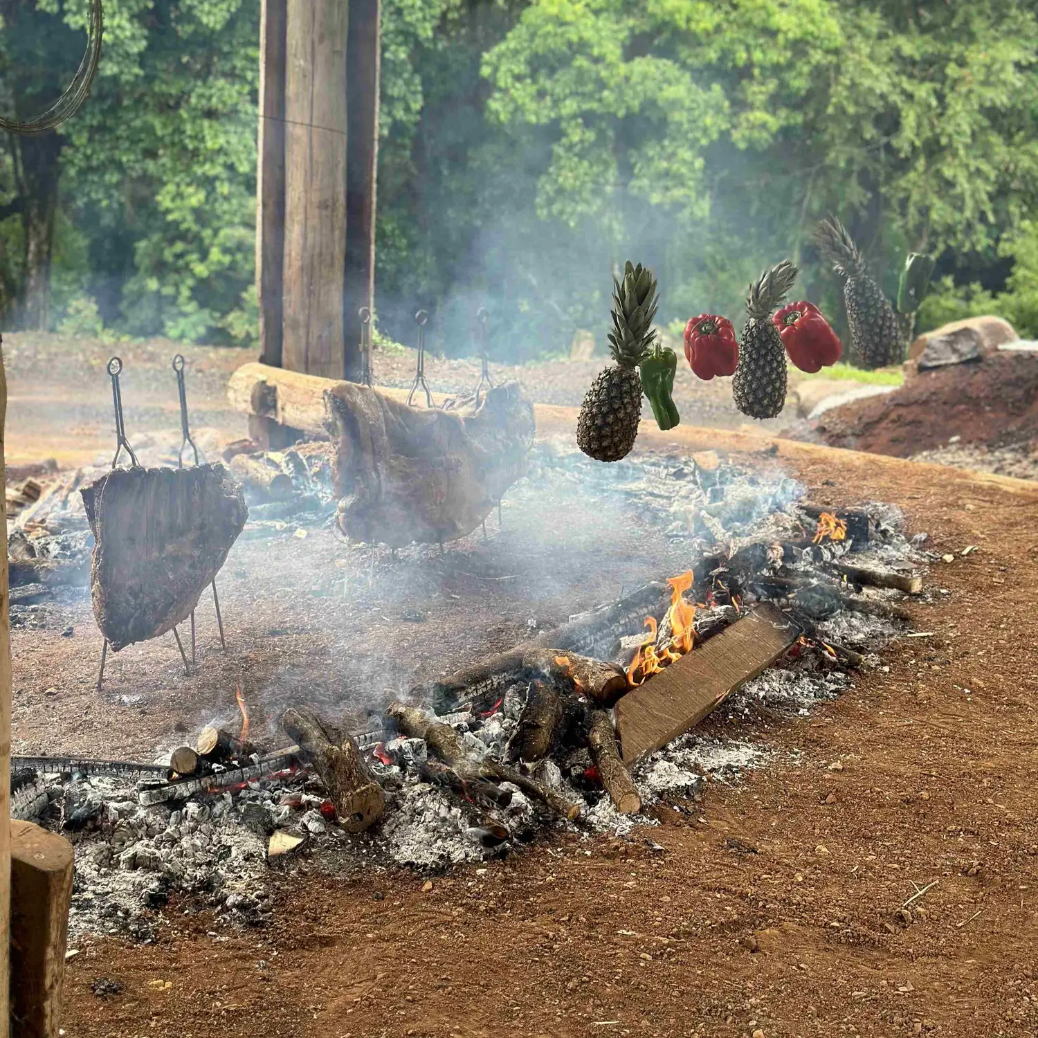Costelão de chão sendo preparado na brasa